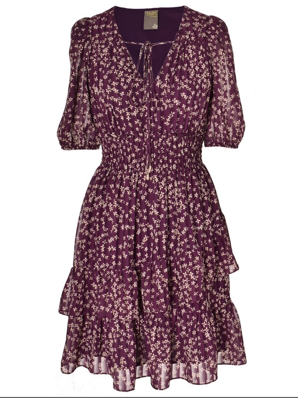 Taylor Tiered-Hem Peasant Dress Size 8